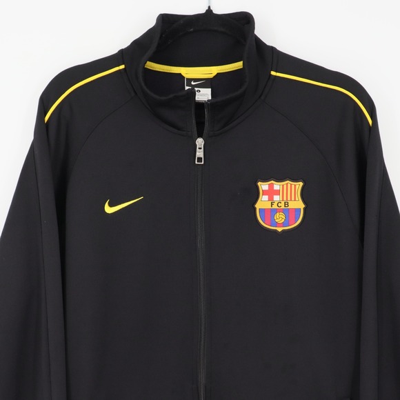 Nike FC Barcelona Football Jacket Soccer Track Jacket Men's Size L Black Yellow - Picture 2 of 9